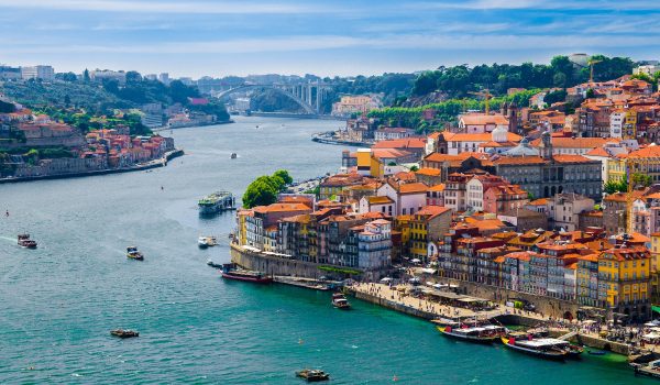Panoramic,View,Of,Old,Porto,Oporto,City,And,Ribeira,Over